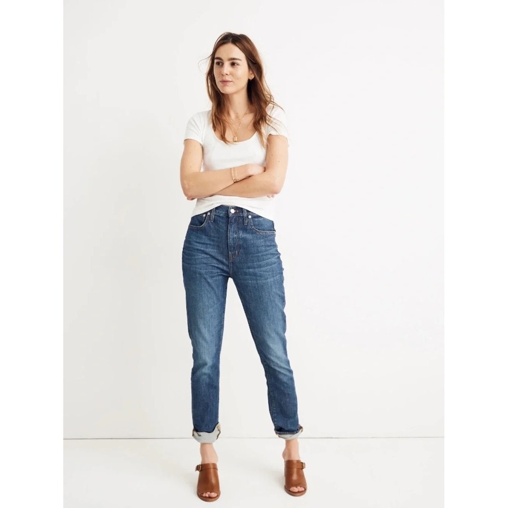 Madewell High Rise Slim Boyjean Denim Blue Jeans | Size 25 Petite‎